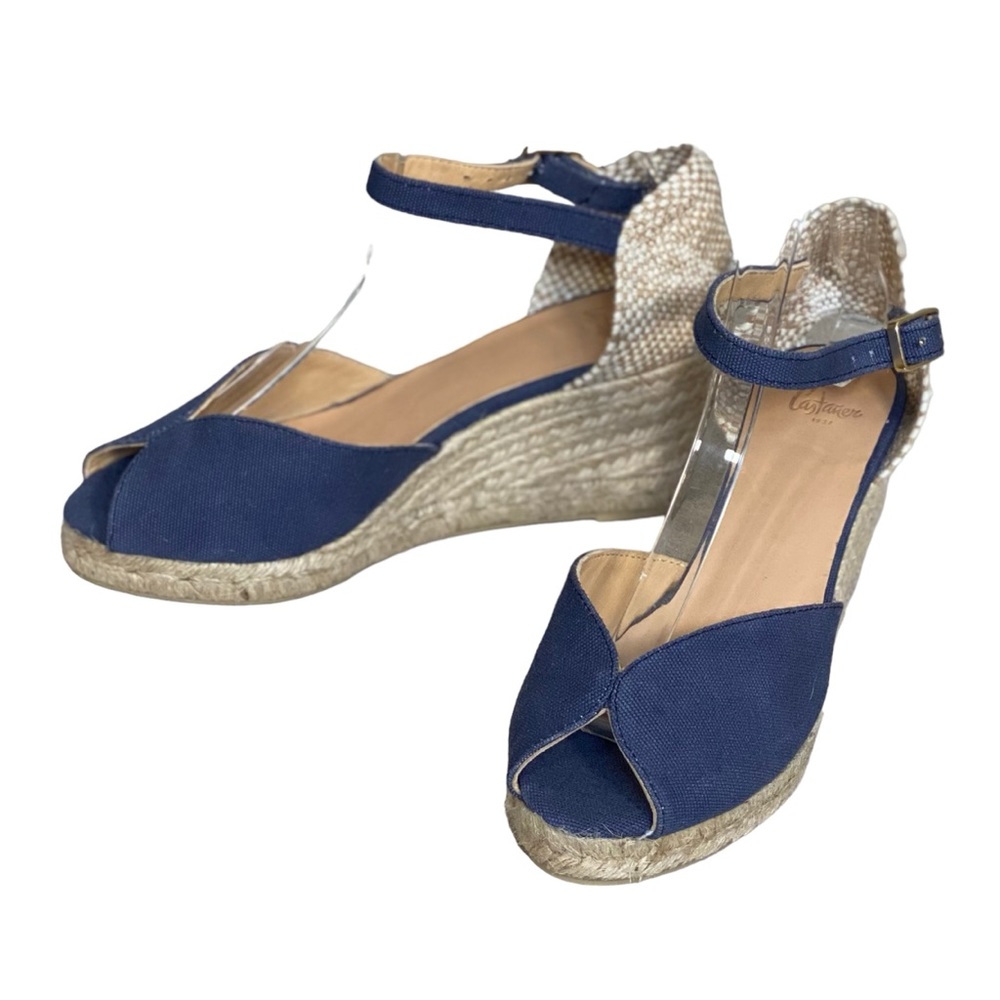 Castener Bianca Espadrille Wedge Sandals Blue Canvas Size EU 38/US 7.5